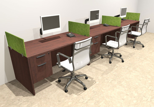 Three Person Modern Accoustic Divider Office Workstation Desk Set, #OT-SUL-SPRA26