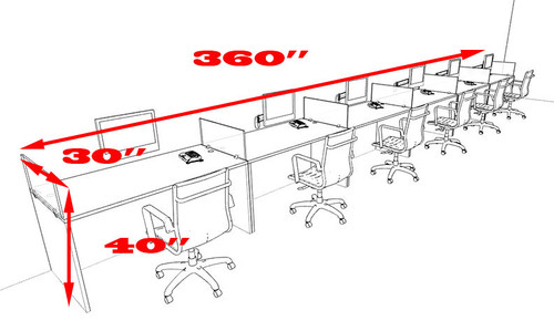 Six Person Modern Accoustic Divider Office Workstation Desk Set, #OT-SUL-SPRA40