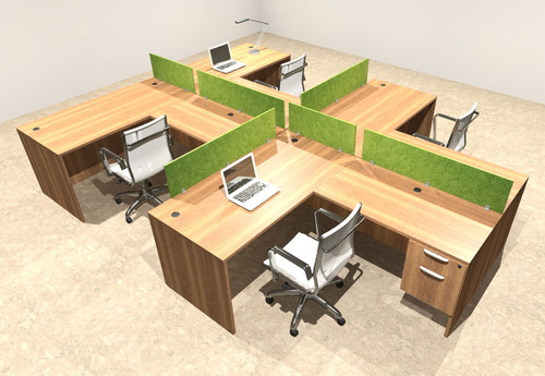 Four Person Modern Accoustic Divider Office Workstation Desk Set, #OT-SUL-SPRA57