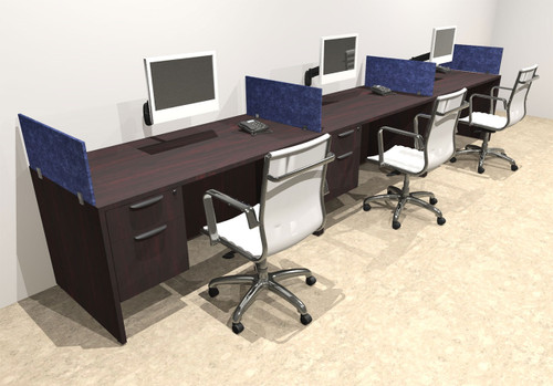 Three Person Modern Accoustic Divider Office Workstation Desk Set, #OT-SUL-SPRB27