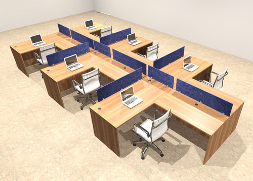 Six Person Modern Accoustic Divider Office Workstation Desk Set, #OT-SUL-SPRB49