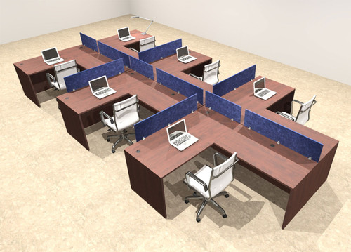 Six Person Modern Accoustic Divider Office Workstation Desk Set, #OT-SUL-SPRB50