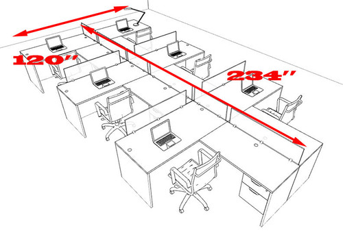 Six Person Modern Accoustic Divider Office Workstation Desk Set, #OT-SUL-SPRB62