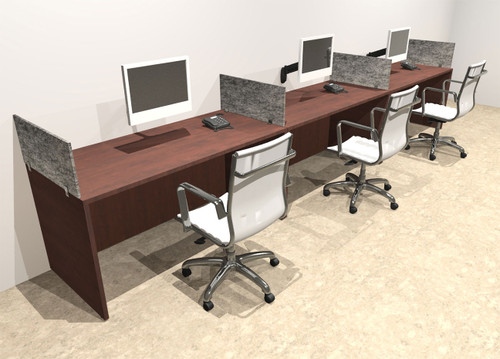 Three Person Modern Accoustic Divider Office Workstation Desk Set, #OT-SUL-SPRG6
