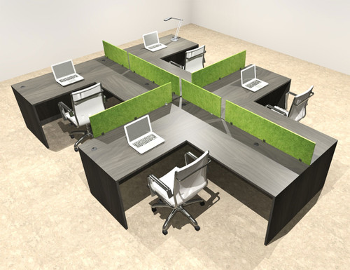 Four Person Modern Accoustic Divider Office Workstation Desk Set, #OT-SUL-SPRA76