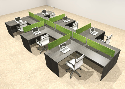 Six Person Modern Accoustic Divider Office Workstation Desk Set, #OT-SUL-SPRA77
