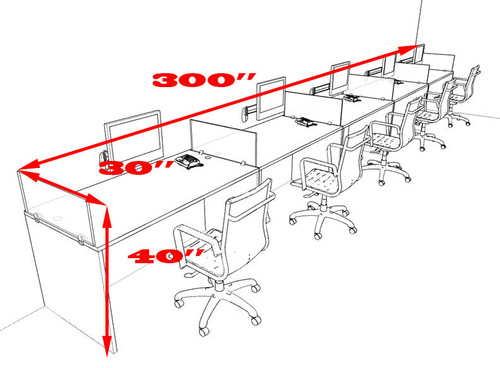 Five Person Modern Accoustic Divider Office Workstation Desk Set, #OT-SUL-SPRB68