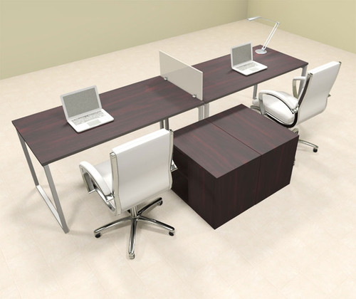 Two Person Modern Acrylic Divider Office Workstation, #AL-OPN-SP11