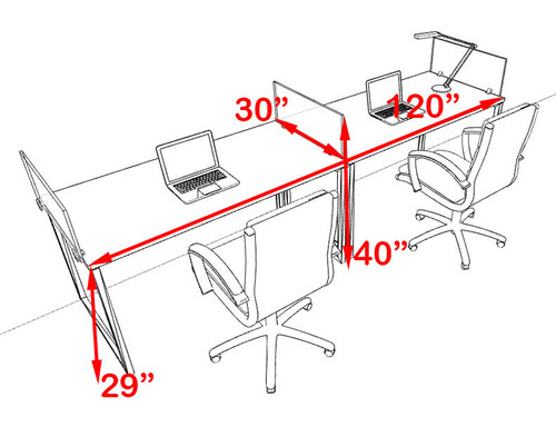 Two Person Modern Acrylic Divider Office Workstation, #AL-OPN-SP13