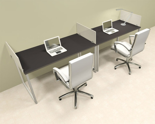 Two Person Modern Acrylic Divider Office Workstation, #AL-OPN-SP18