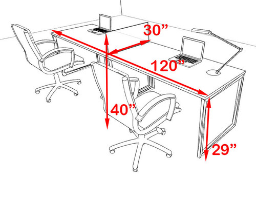 Two Person Modern Acrylic Divider Office Workstation, #AL-OPN-SP2
