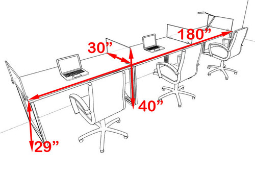There Person Modern Acrylic Divider Office Workstation, #AL-OPN-SP24