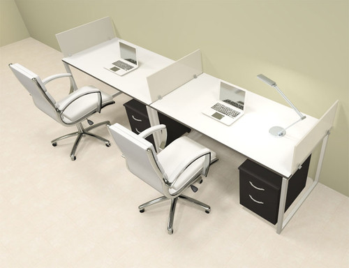 Two Person Modern Acrylic Divider Office Workstation, #AL-OPN-SP49