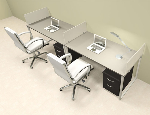 Two Person Modern Acrylic Divider Office Workstation, #AL-OPN-SP50