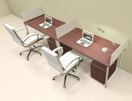 Two Person Modern Acrylic Divider Office Workstation, #AL-OPN-SP52