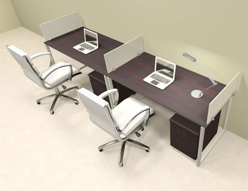 Two Person Modern Acrylic Divider Office Workstation, #AL-OPN-SP53
