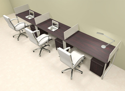 Three Person Modern Acrylic Divider Office Workstation, #AL-OPN-SP59