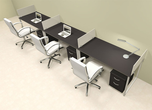 Three Person Modern Acrylic Divider Office Workstation, #AL-OPN-SP60
