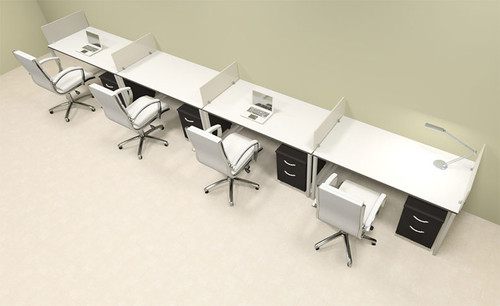 Four Person Modern Acrylic Divider Office Workstation, #AL-OPN-SP61