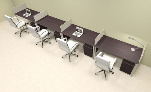 Four Person Modern Acrylic Divider Office Workstation, #AL-OPN-SP65