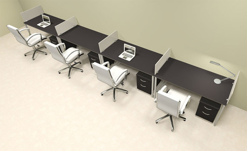 Four Person Modern Acrylic Divider Office Workstation, #AL-OPN-SP66