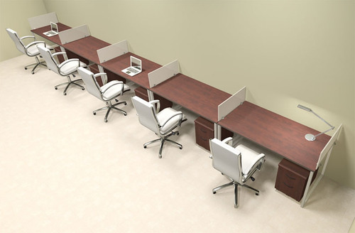 Five Person Modern Acrylic Divider Office Workstation, #AL-OPN-SP70
