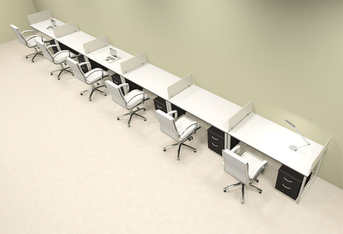 Six Person Modern Acrylic Divider Office Workstation, #AL-OPN-SP73