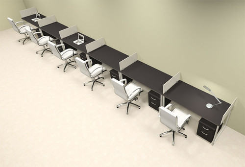 Six Person Modern Acrylic Divider Office Workstation, #AL-OPN-SP78