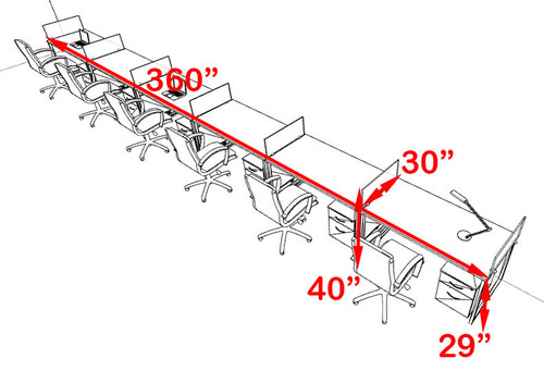 Six Person Modern Acrylic Divider Office Workstation, #AL-OPN-SP78