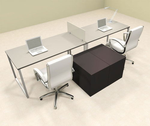 Two Person Modern Acrylic Divider Office Workstation, #AL-OPN-SP8