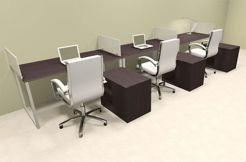 Three Person Modern Acrylic Divider Office Workstation, #AL-OPN-SP89