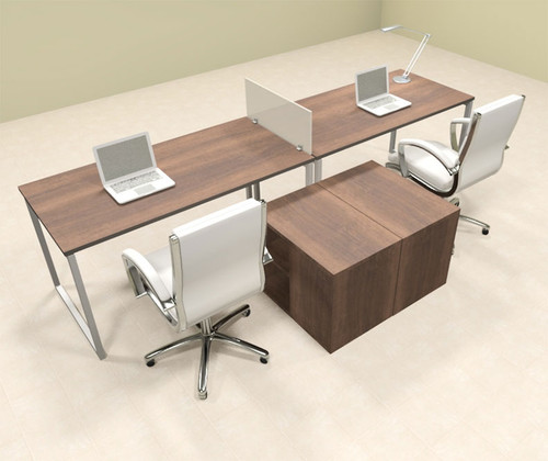 Two Person Modern Acrylic Divider Office Workstation, #AL-OPN-SP9