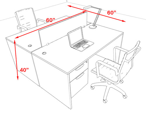 Two Person Modern Accoustic Divider Office Workstation Desk Set, #OF-CPN-FPRG13