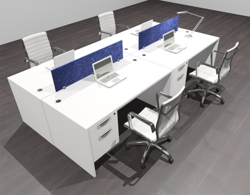 Four Person Modern Accoustic Divider Office Workstation Desk Set, #OF-CPN-FPRB17