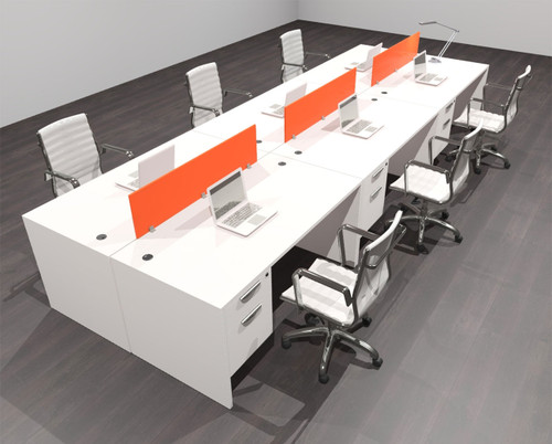 Six Person Modern Acrylic Divider Office Workstation Desk Set, #OF-CPN-FPO21