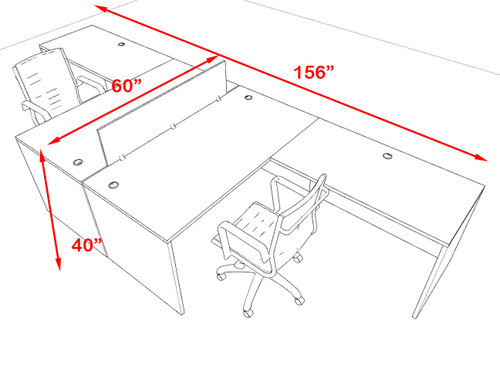 Two Person Modern Accoustic Divider Office Workstation Desk Set, #OF-CPN-FPRB25