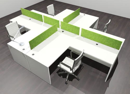 Four Person Modern Accoustic Divider Office Workstation Desk Set, #OF-CPN-FPRA29
