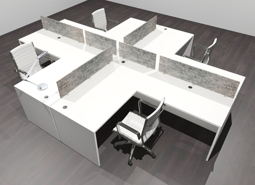 Four Person Modern Accoustic Divider Office Workstation Desk Set, #OF-CPN-FPRG29