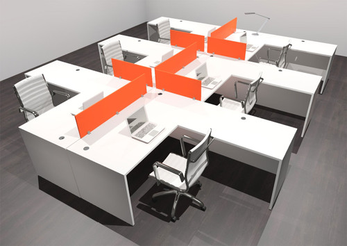 Six Person Modern Acrylic Divider Office Workstation Desk Set, #OF-CPN-FPO33