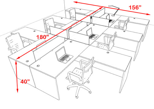 Six Person Modern Accoustic Divider Office Workstation Desk Set, #OF-CPN-FPRG33