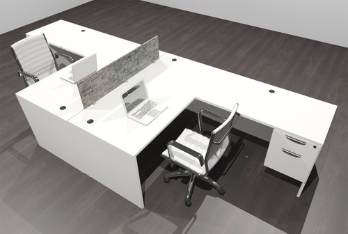 Two Person Modern Accoustic Divider Office Workstation Desk Set, #OF-CPN-FPRG37