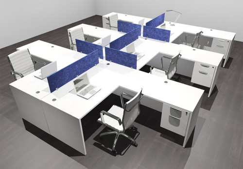 Six Person Modern Accoustic Divider Office Workstation Desk Set, #OF-CPN-FPRB45