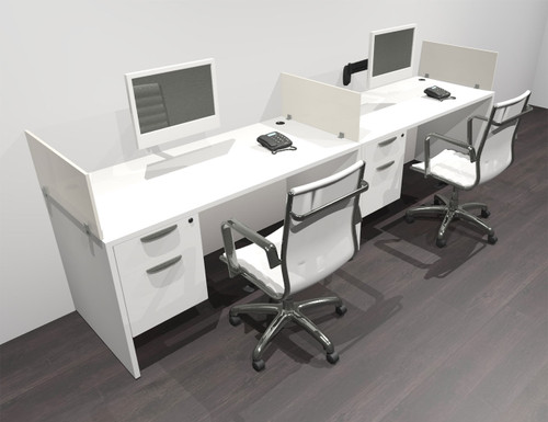 Two Person Modern Acrylic Divider Office Workstation Desk Set, #OF-CPN-SP21