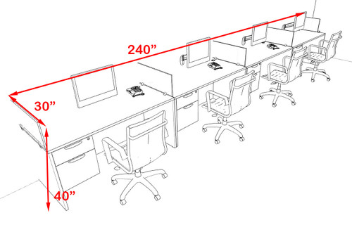 Four Person Modern Acrylic Divider Office Workstation Desk Set, #OF-CPN-SPO29