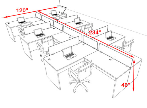 Six Person Modern Accoustic Divider Office Workstation Desk Set, #OF-CPN-SPRB49