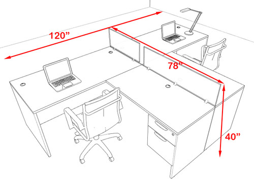 Two Person Modern Acrylic Divider Office Workstation Desk Set, #OF-CPN-SP53