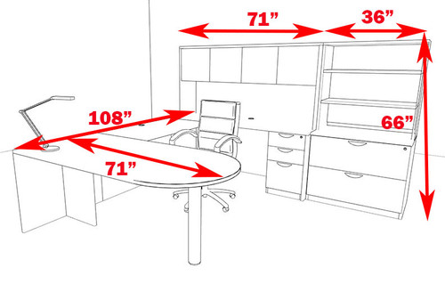 7pc U Shape Modern Executive Office Desk, #OT-SUL-U21