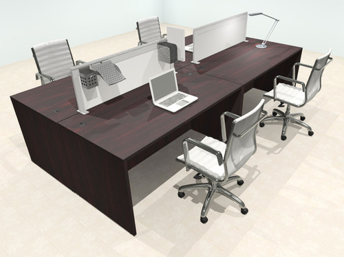 Four Person Modern Aluminum Organizer Divider Office Workstation Desk Set, #OT-SUL-FPS7 Four Person Modern Aluminum Organizer Divider Office Workstation Desk Set, #OT-SUL-FPS7