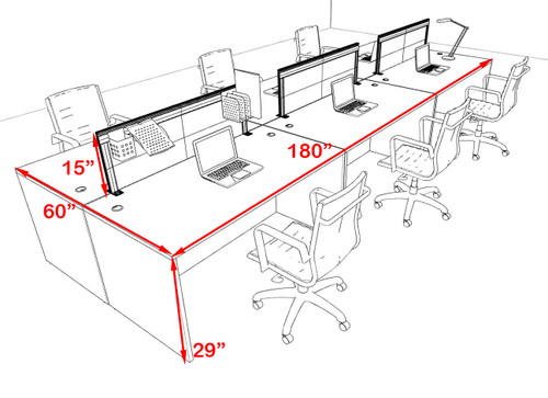 Six Person Modern Aluminum Organizer Divider Office Workstation Desk Set, #OT-SUL-FPS11