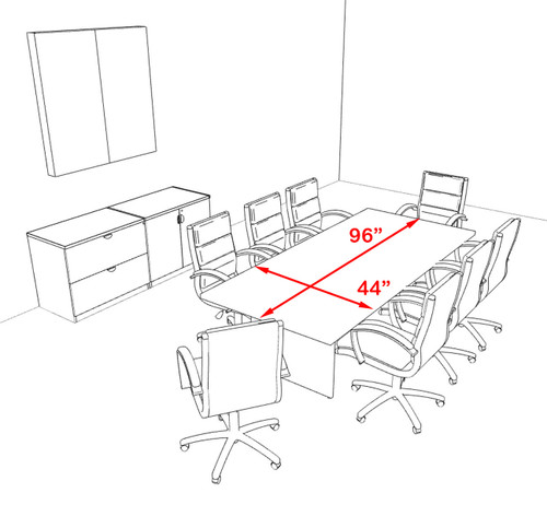 Modern Rectangular 8' Conference table, #OT-SUL-C25